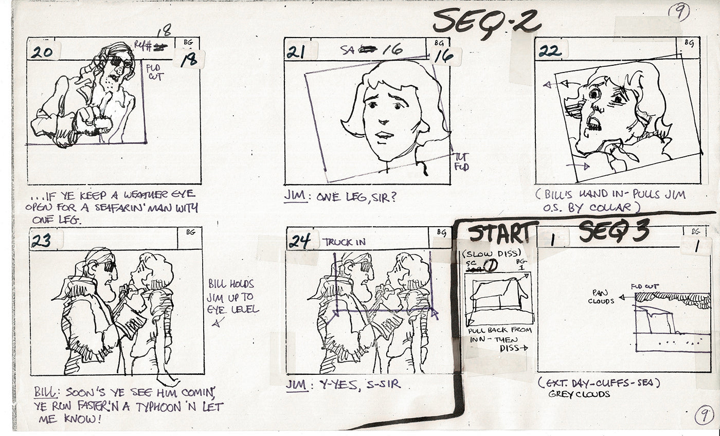 Treasure Island Storyboard Art Cartoon 2 Pages Stevenson Filmation WB 1973 A-09