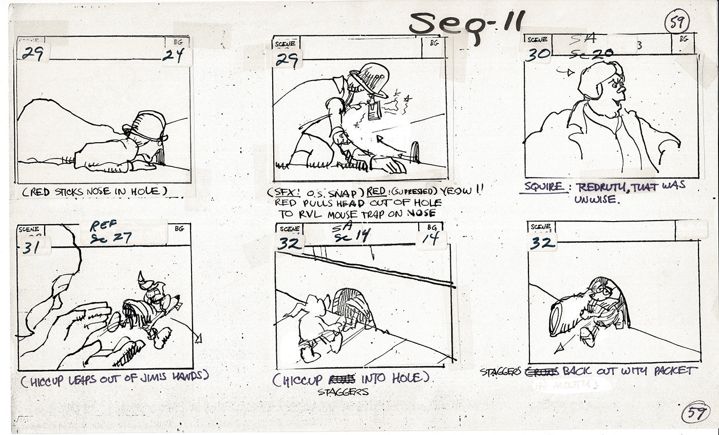 Treasure Island Storyboard Art Cartoon 2 Pages Stevenson Filmation WB 1973 B-09