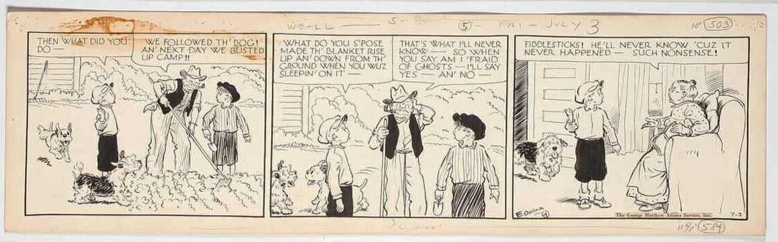 Cap Stubbs and Tippie Original Ink Daily Comic Strip Art Signed and Drawn by Edwina Dumm AM11