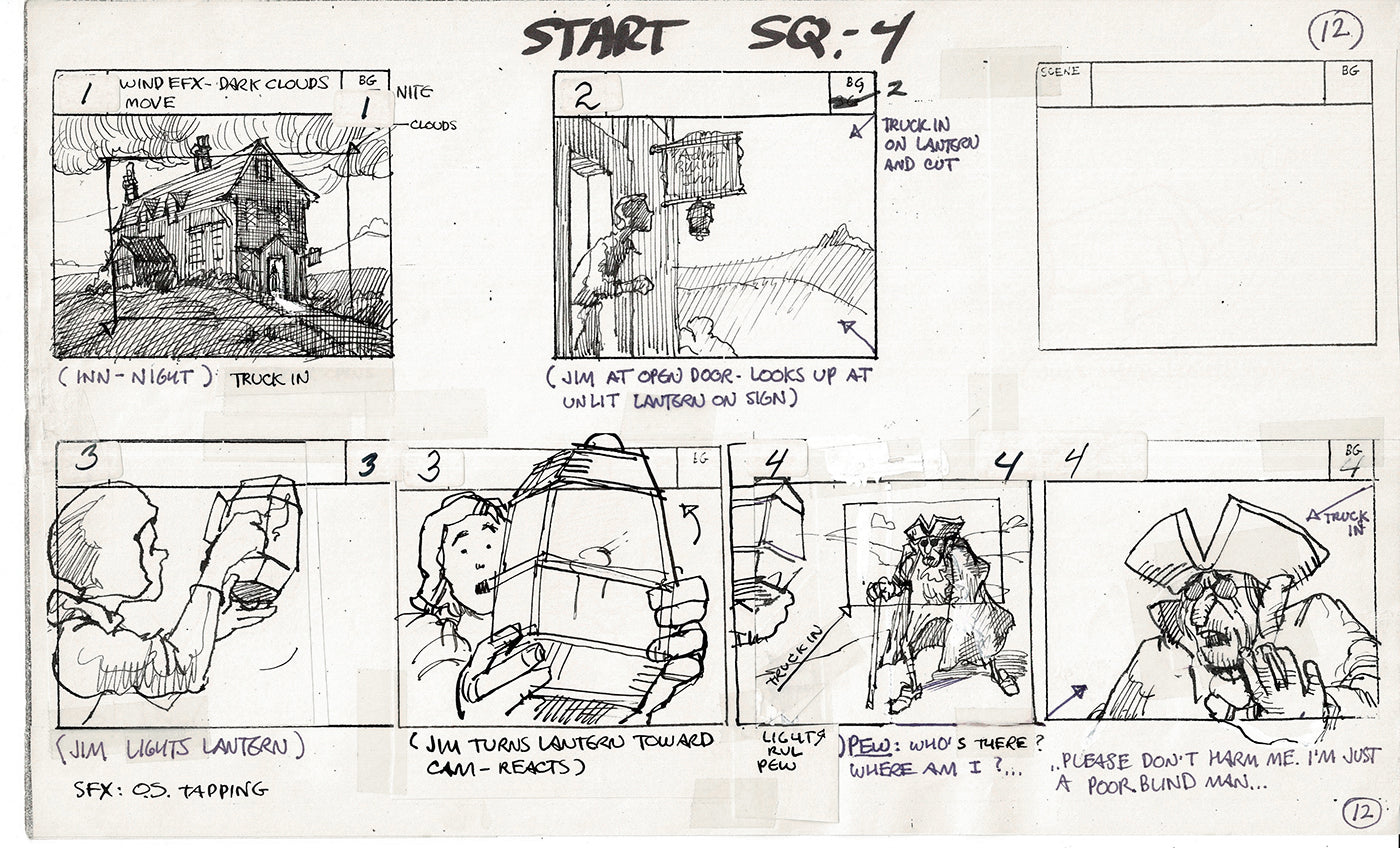 Treasure Island Storyboard Art Cartoon 2 Pages Stevenson Filmation WB 1973 A-11