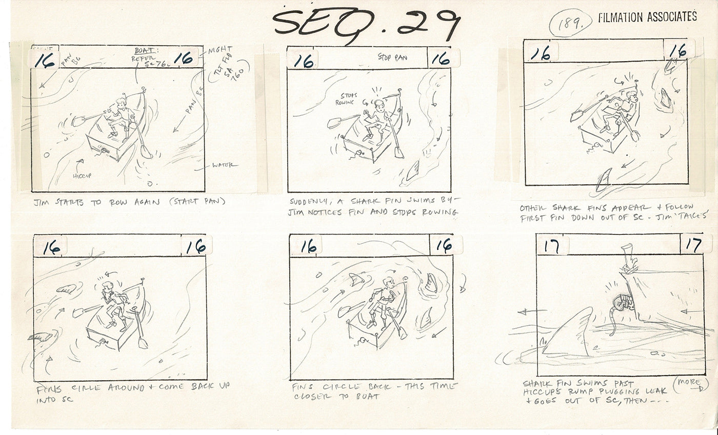 Treasure Island Storyboard Art Cartoon 2 Pages Stevenson Filmation WB 1973 D-11