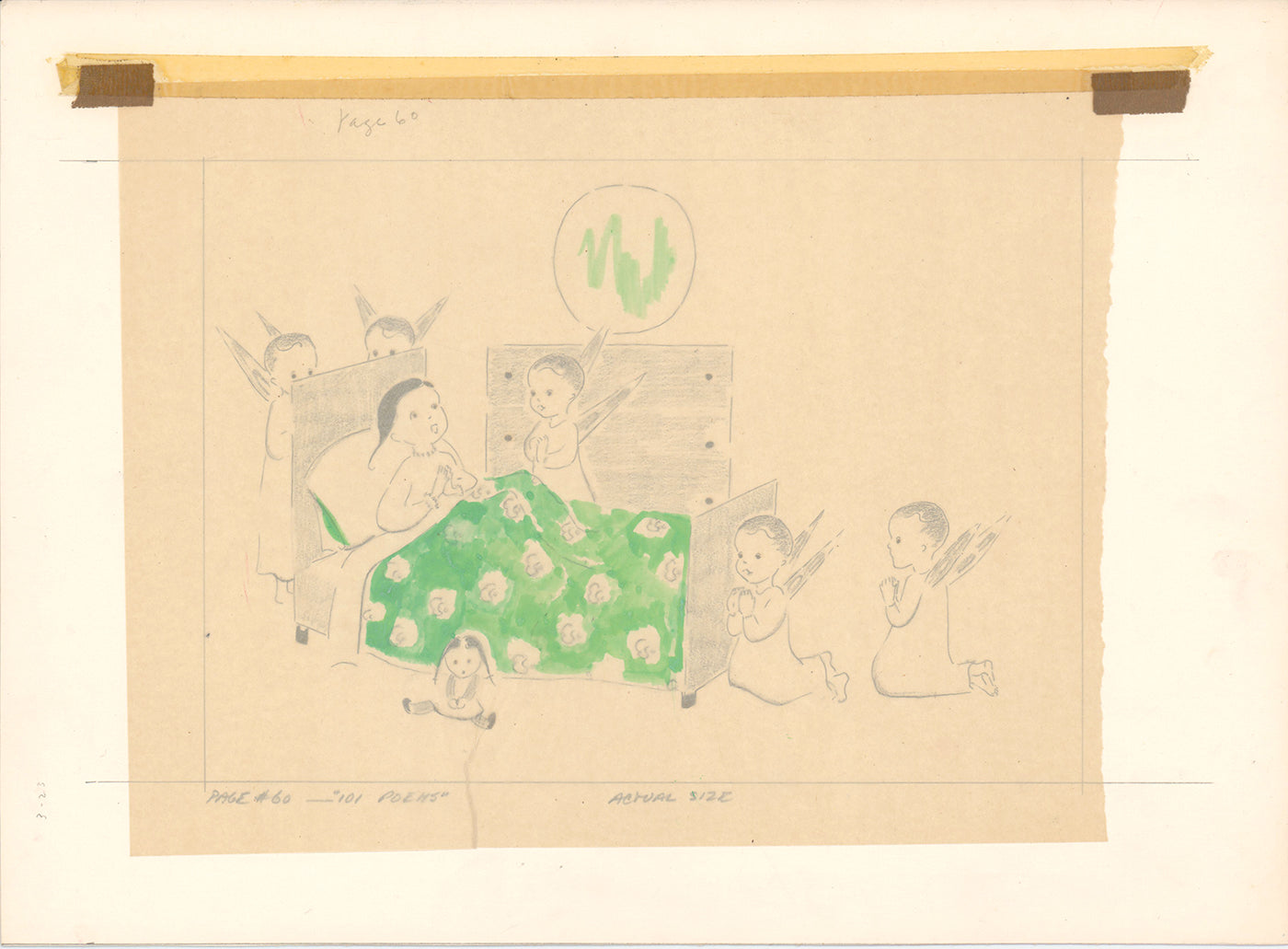 Illustration Book Page Original Drawing by Lowenheim c1978 Samuel Lowe T013