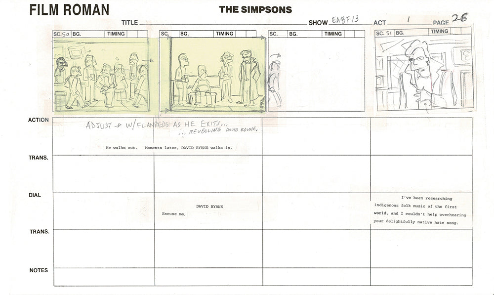 The Simpsons Original Production Animation Storyboard 2003 Fox 13
