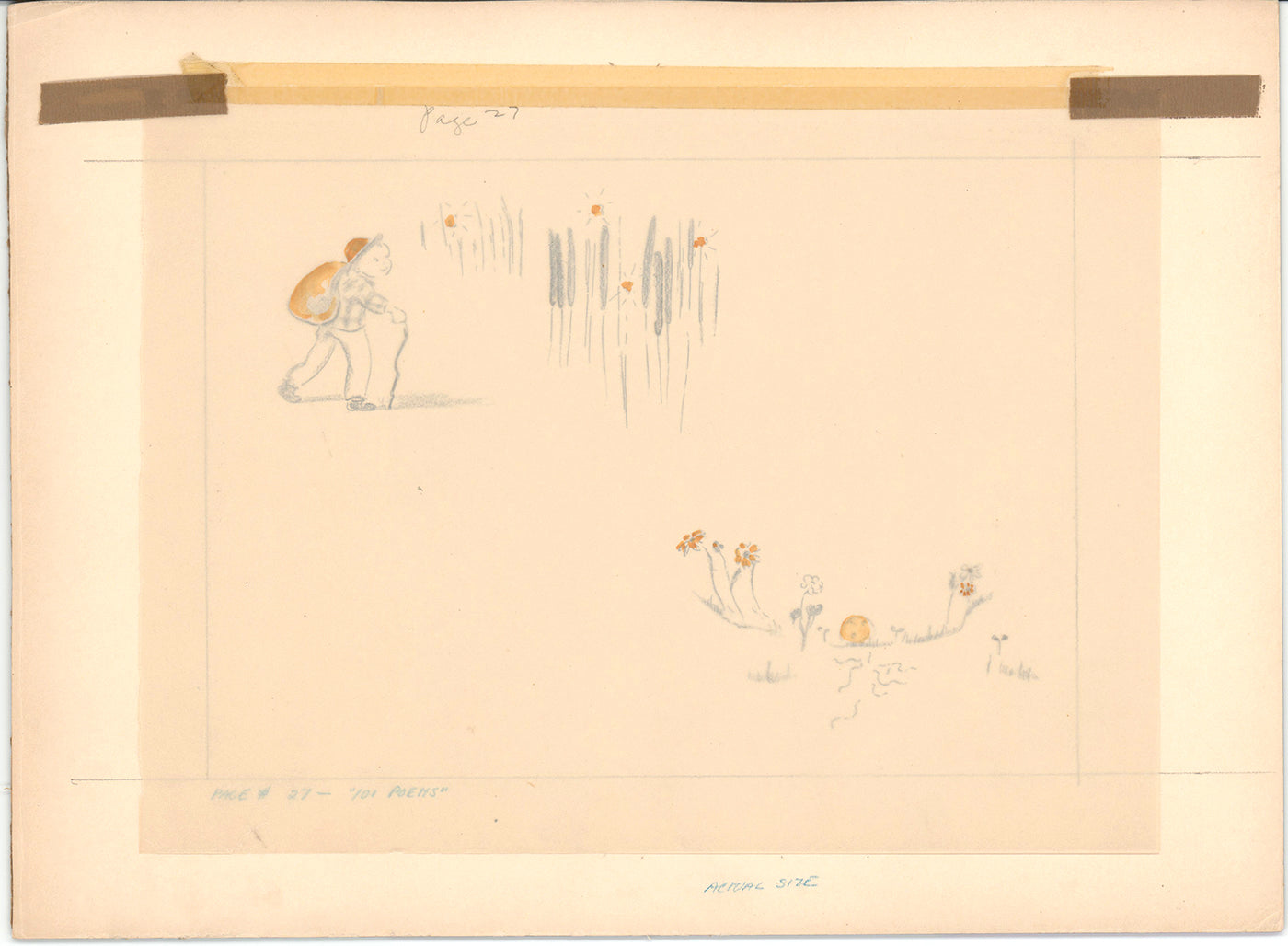 Illustration Book Page Original Drawing by Lowenheim c1978 Samuel Lowe H013