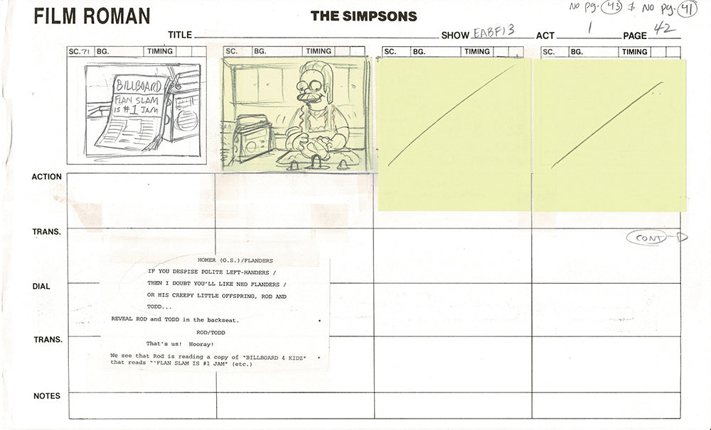 The Simpsons Original Production Animation Storyboard 2003 Fox 14