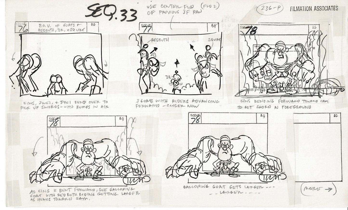 Treasure Island Storyboard Art Cartoon 2 Pages Stevenson Filmation WB 1973 E-13
