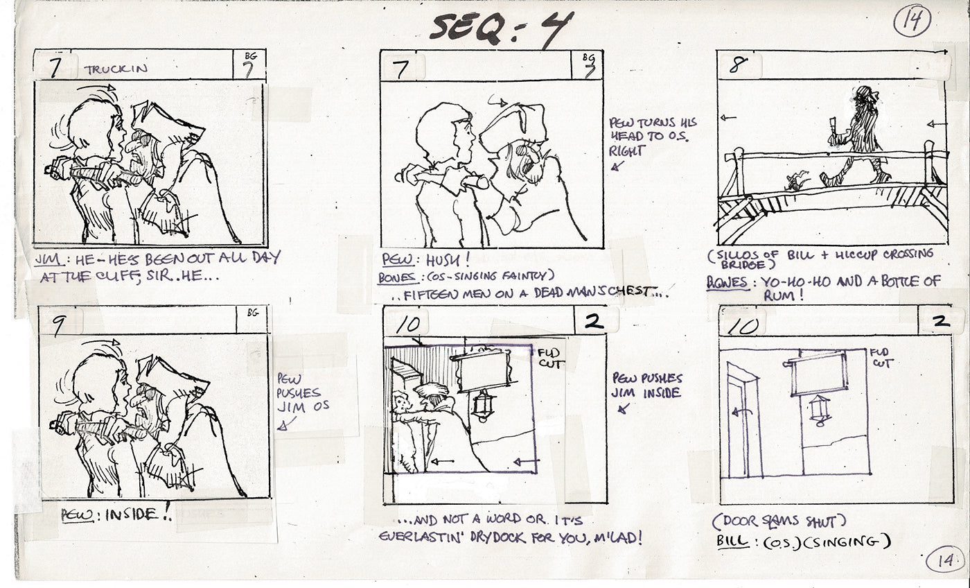 Treasure Island Storyboard Art Cartoon 2 Pages Stevenson Filmation WB 1973 A-13
