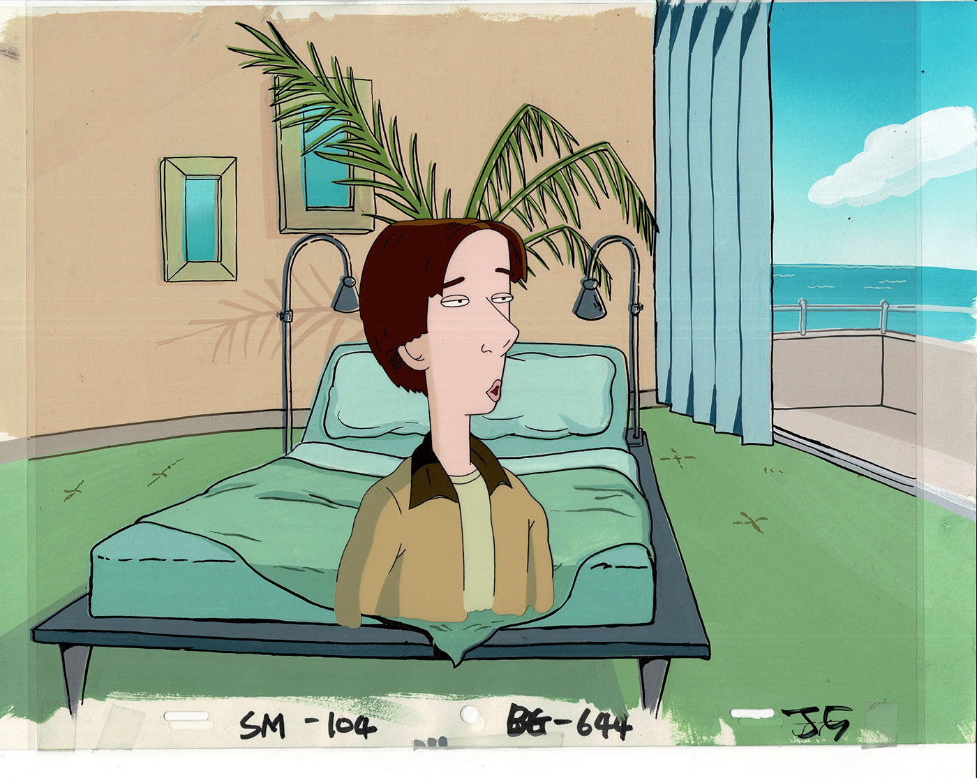 David Spade Production Cel and Drawing and OBG Background from Sammy Production TV Cartoon SNL Alum 2000 BB-15