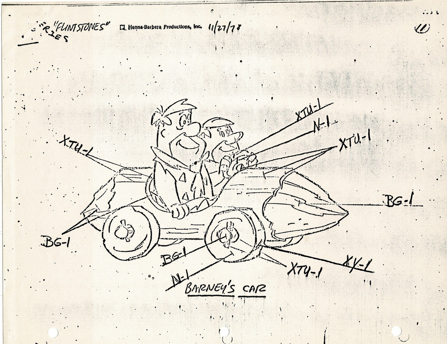 The Flintstones Model Sheet Copy Group of 6 Pages 1978 Production Hanna Barbera featuring Fred Wilma Barney and more