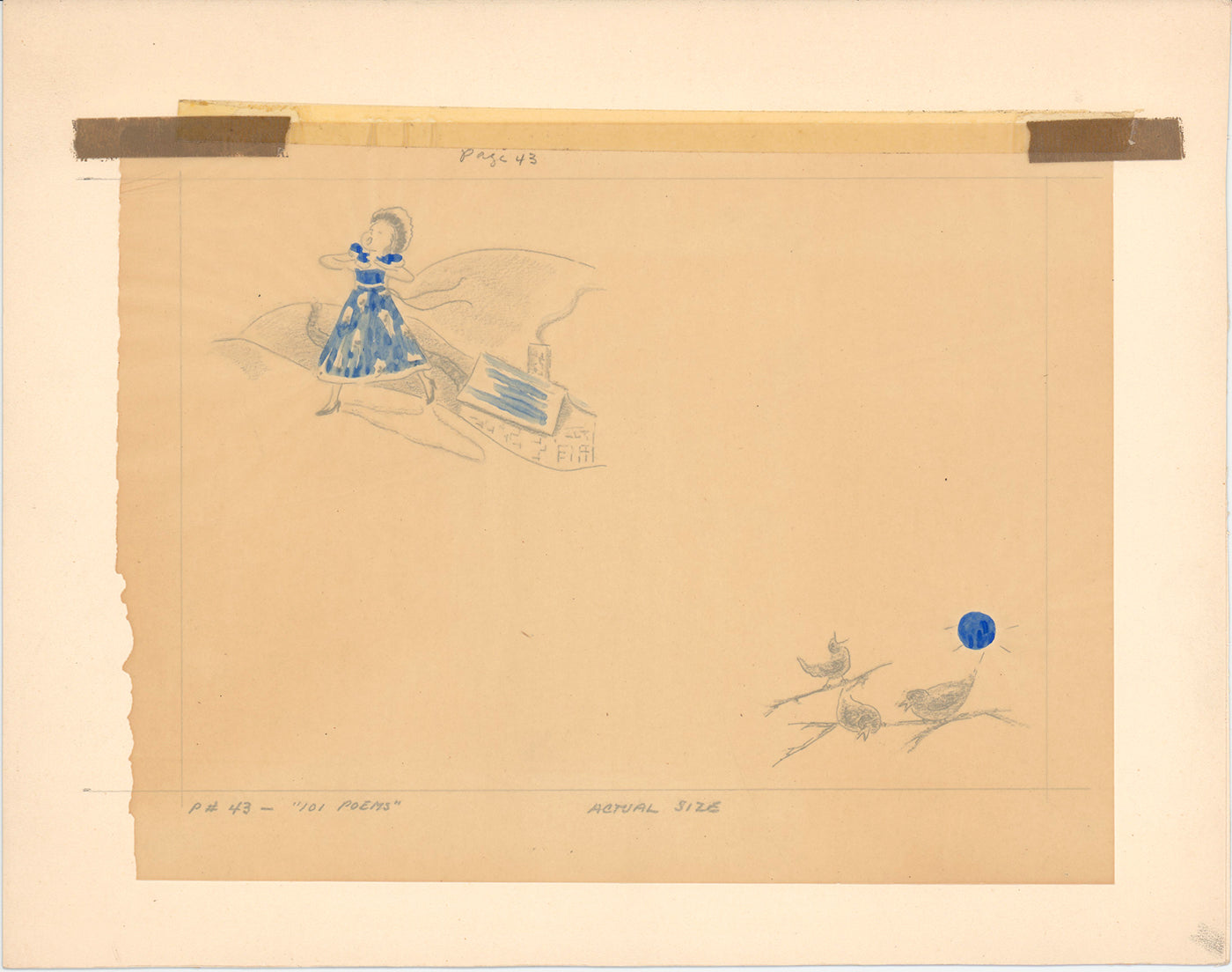 Illustration Book Page Original Drawing by Lowenheim c1978 Samuel Lowe T015