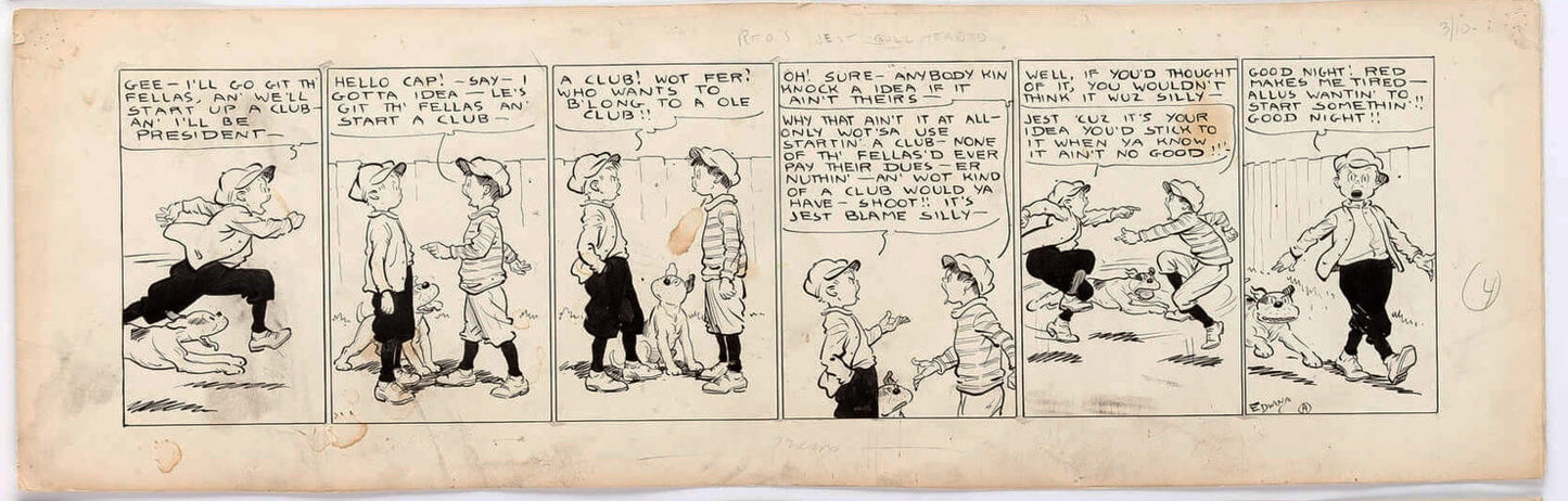 Cap Stubbs and Tippie Original Ink Daily Comic Strip Art Signed and Drawn by Edwina Dumm AM15