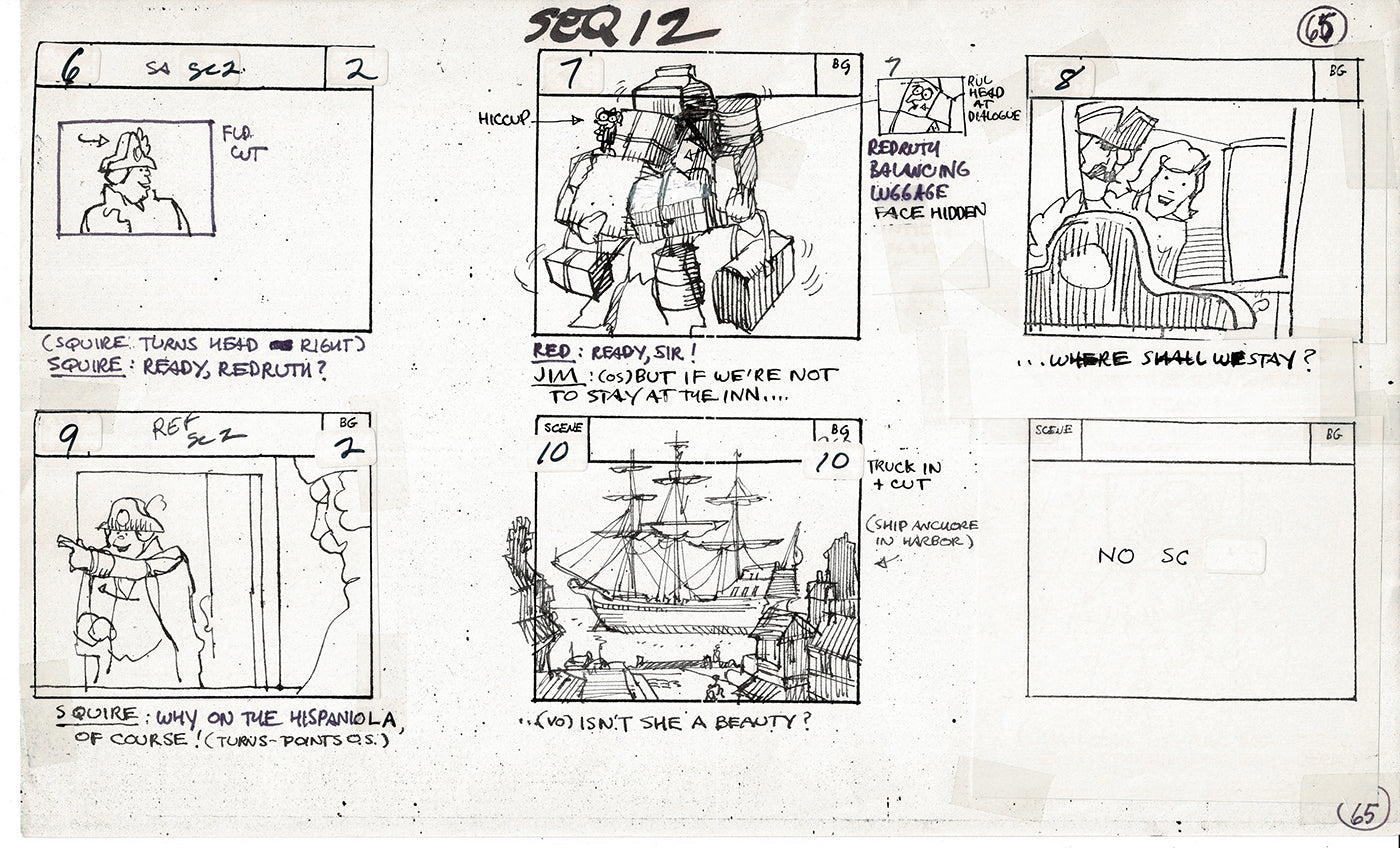 Treasure Island Storyboard Art Cartoon 2 Pages Stevenson Filmation WB 1973 B-15
