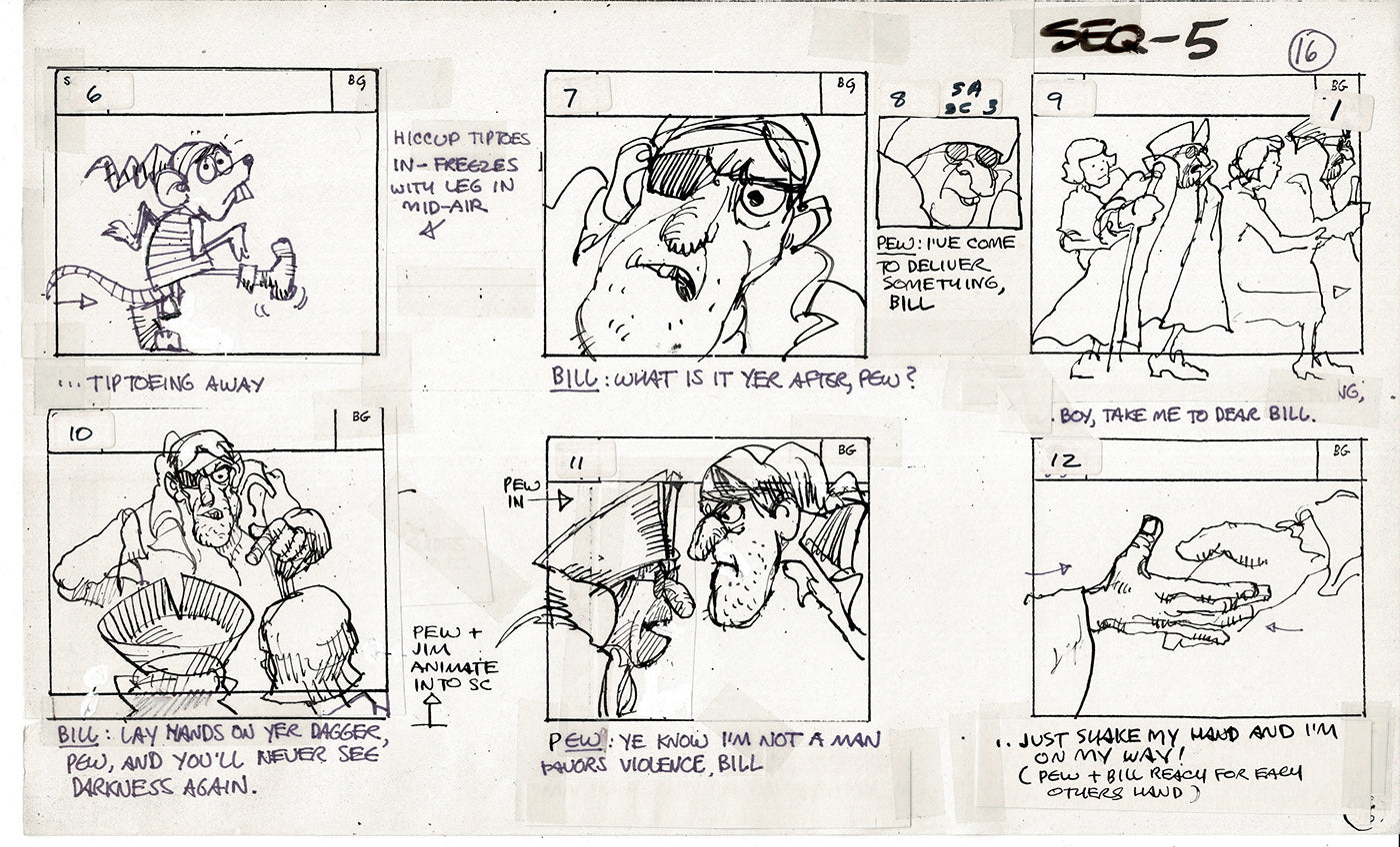 Treasure Island Storyboard Art Cartoon 2 Pages Stevenson Filmation WB 1973 A-15
