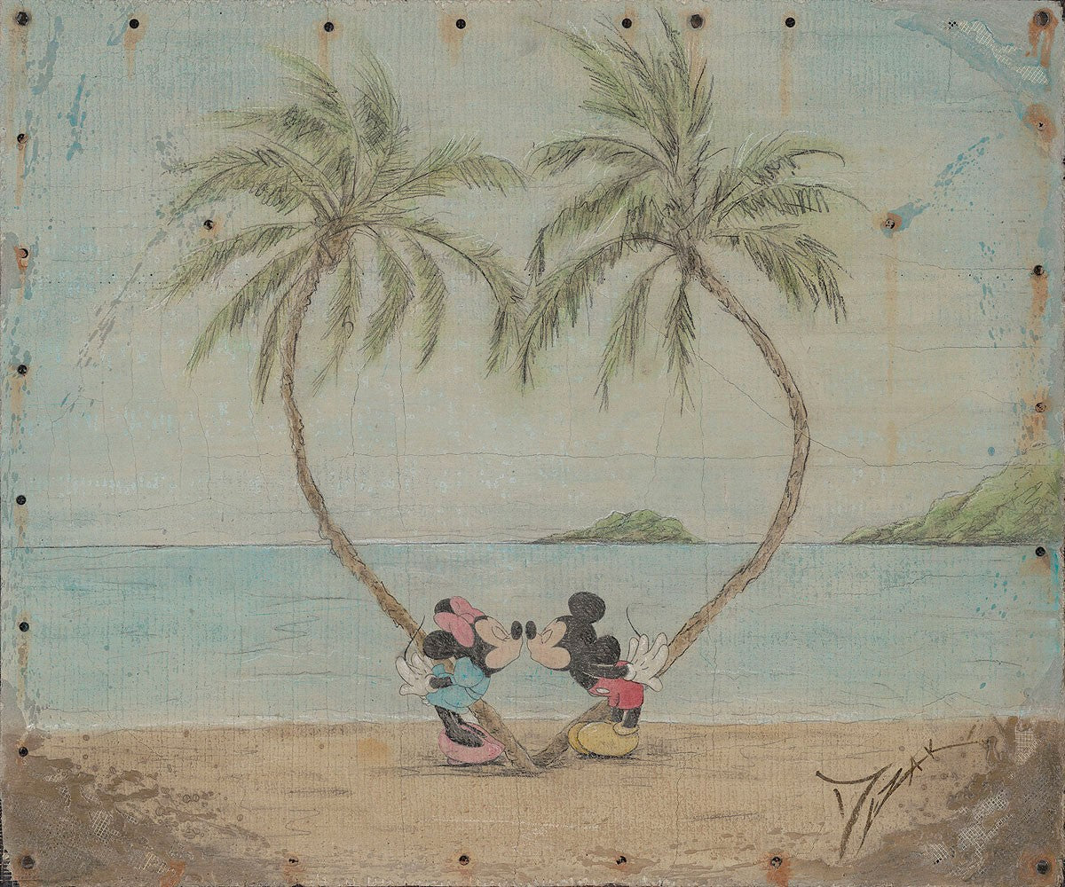 Mickey Mouse Minnie Mouse Walt Disney Fine Art Trevor Mezak Signed Limited Edition Print of 95 on Canvas "Mickey and Minnie in Love"