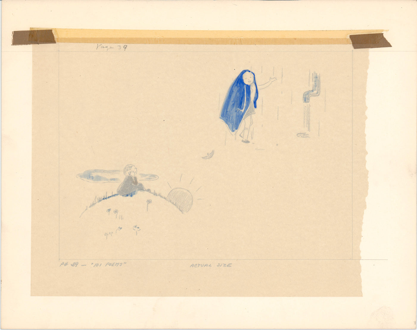 Illustration Book Page Original Drawing by Lowenheim c1978 Samuel Lowe T017