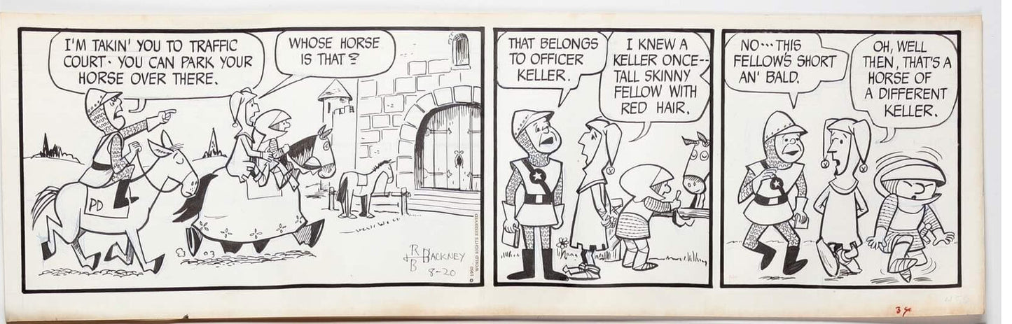 Sir Bagby Rick Hackney and Bill Hackney Original Ink Daily Comic Strip Art Signed BB01