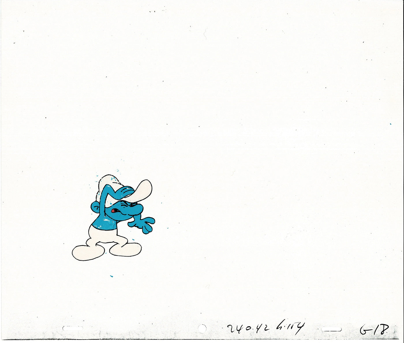 Smurfs Smurf PILOT Grouchy Production Animation Cel Hanna Barbera 1981 See Below P20