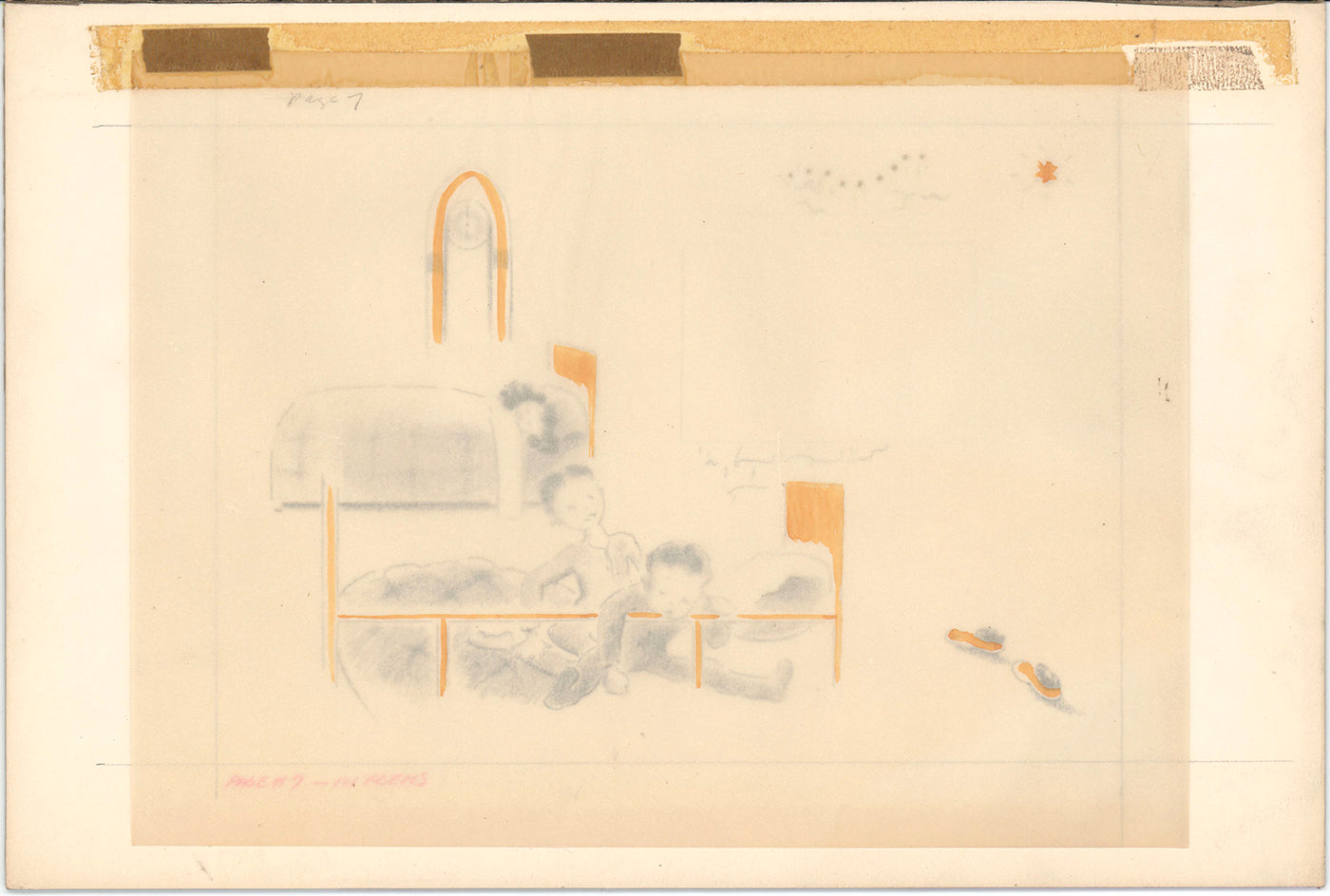Illustration Book Page Original Drawing by Lowenheim c1978 Samuel Lowe H021