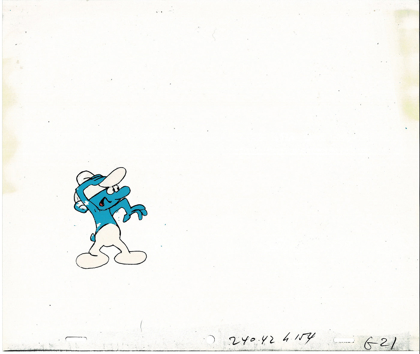 Smurfs Smurf PILOT Grouchy Production Animation Cel Hanna Barbera 1981 See Below P21