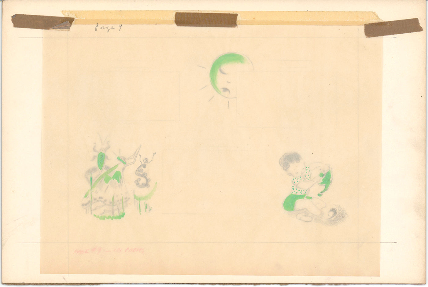 Illustration Book Page Original Drawing by Lowenheim c1978 Samuel Lowe H025
