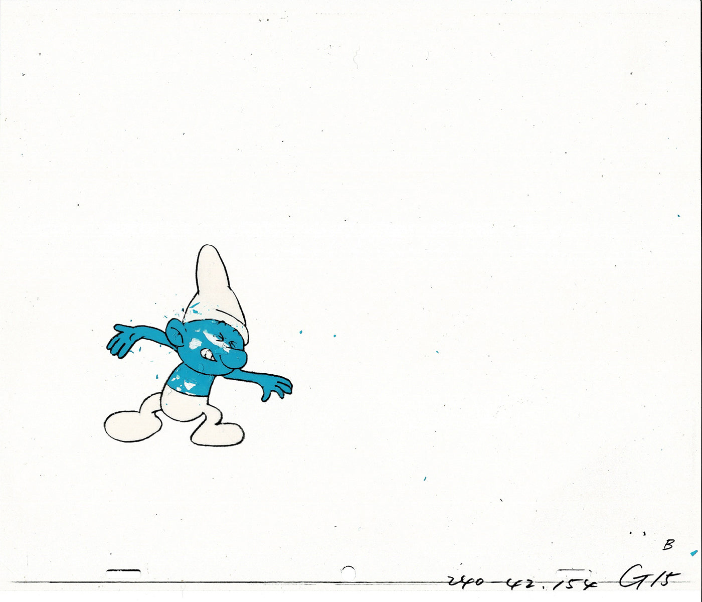Smurfs Smurf PILOT Grouchy Production Animation Cel Hanna Barbera 1981 See Below P26