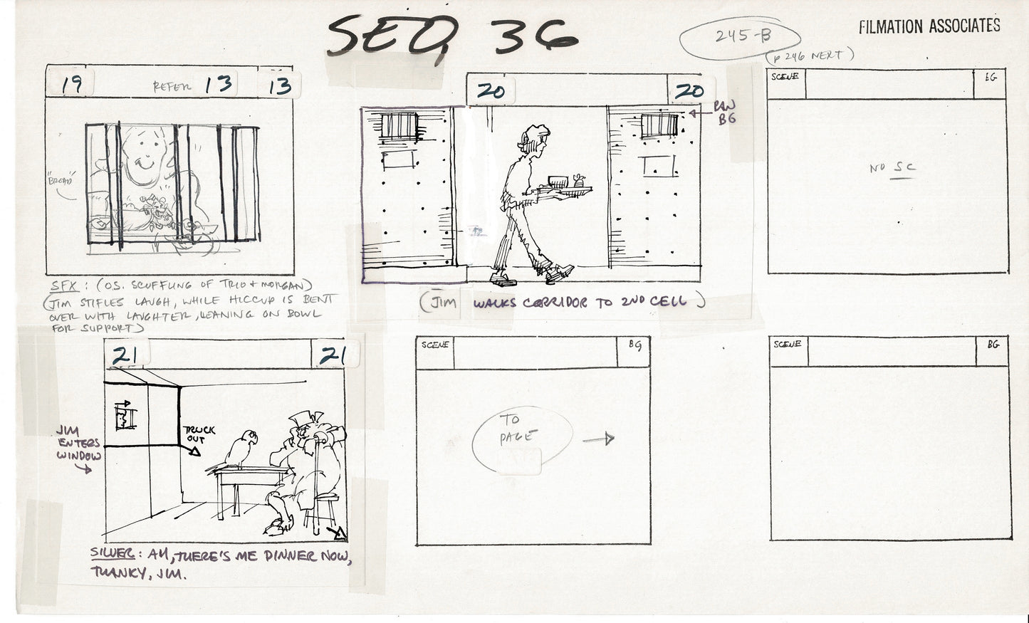 Treasure Island Storyboard Art Cartoon 2 Pages Stevenson Filmation WB 1973 E-27