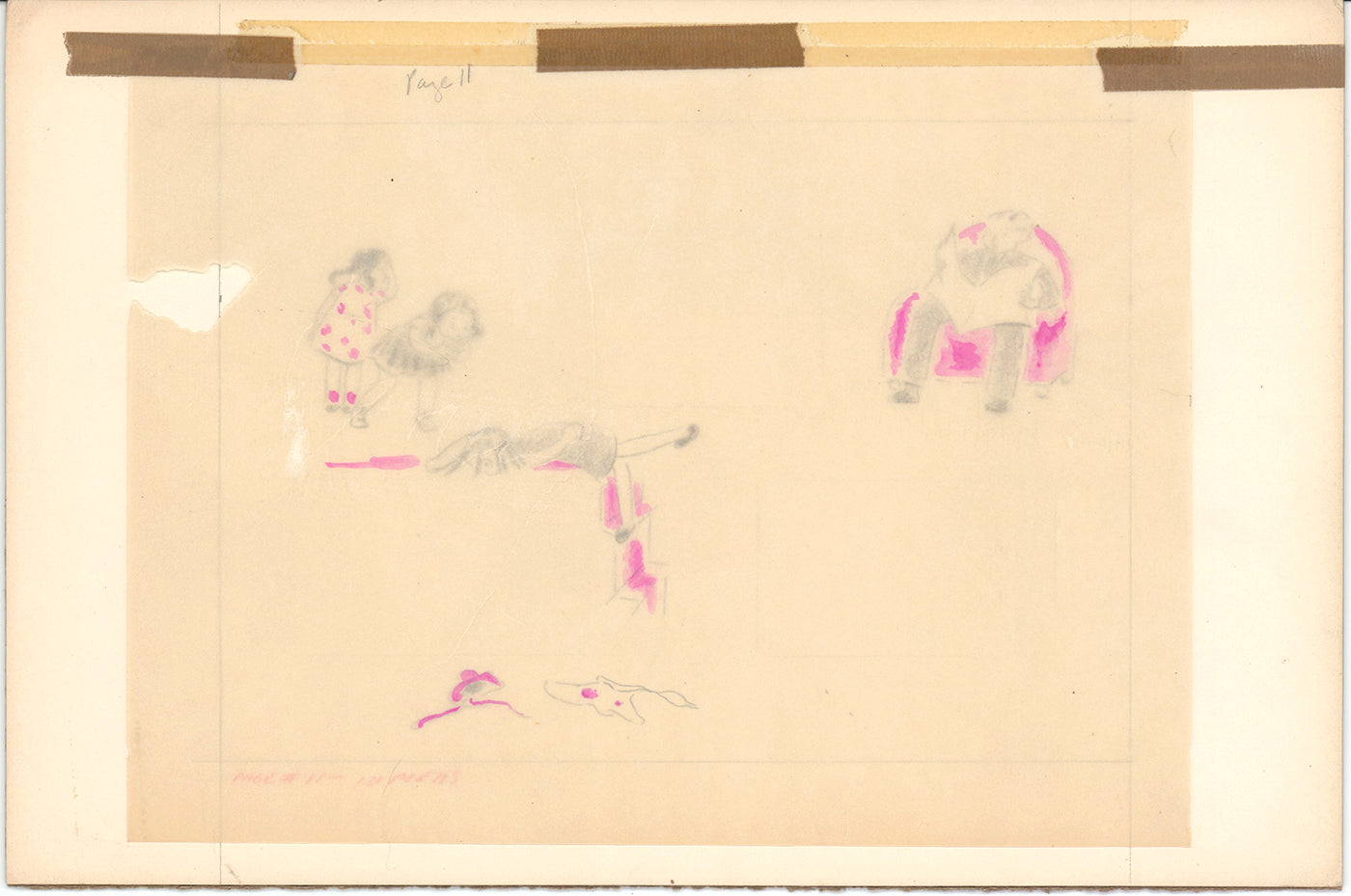Illustration Book Page Original Drawing by Lowenheim c1978 Samuel Lowe H029