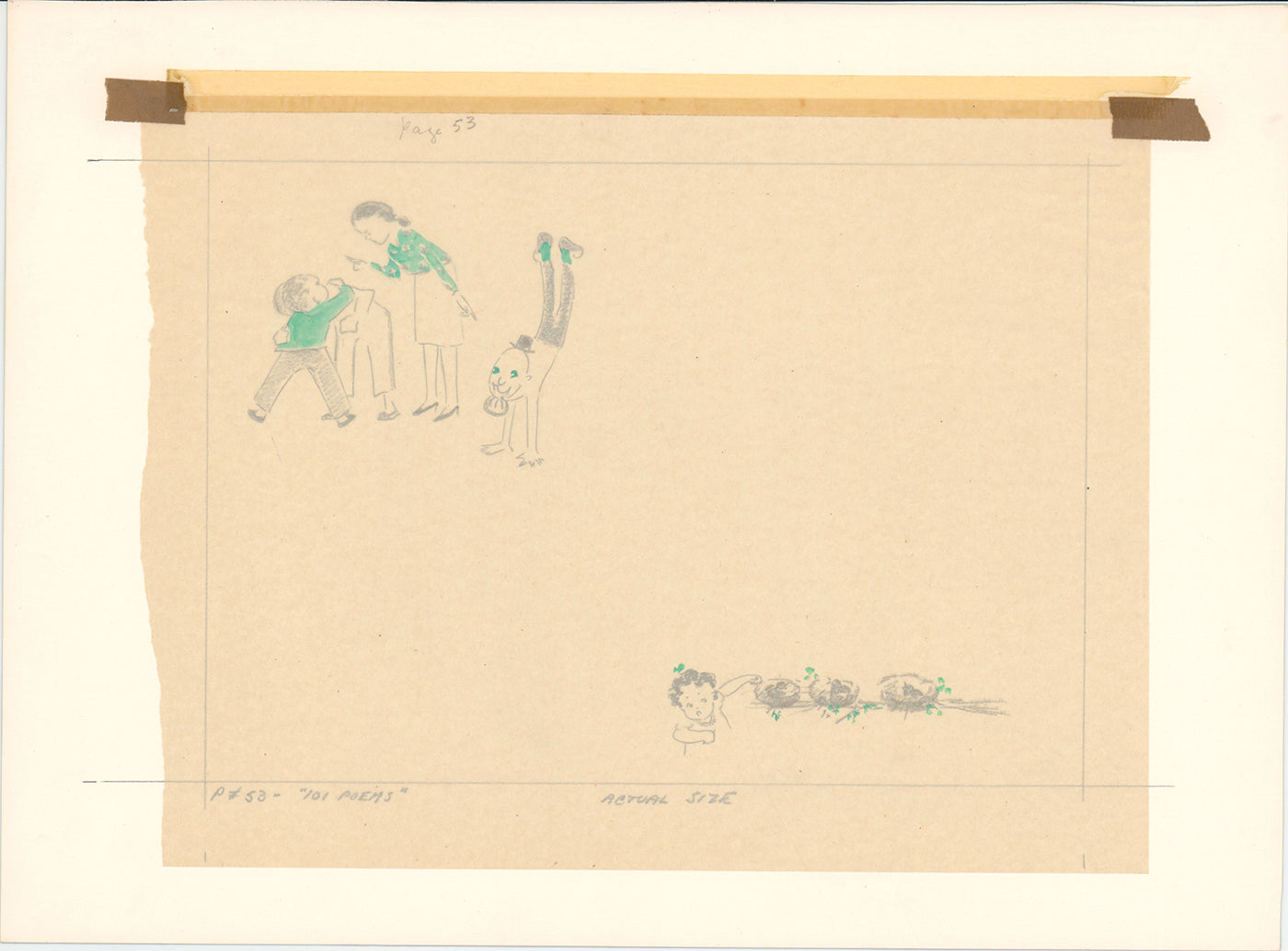 Illustration Book Page Original Drawing by Lowenheim c1978 Samuel Lowe T029