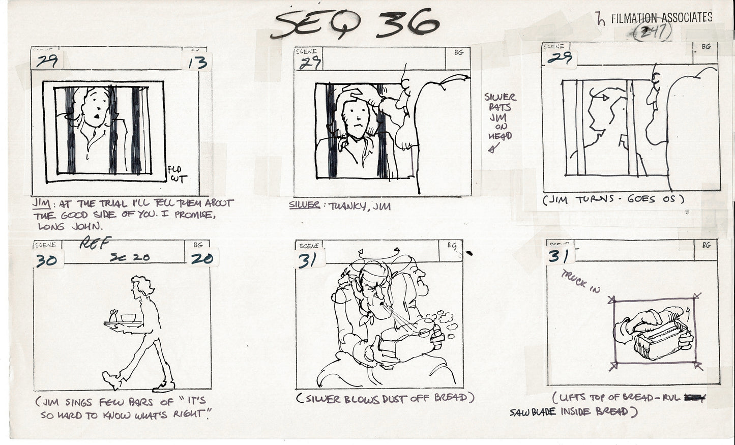 Treasure Island Storyboard Art Cartoon 2 Pages Stevenson Filmation WB 1973 E-29