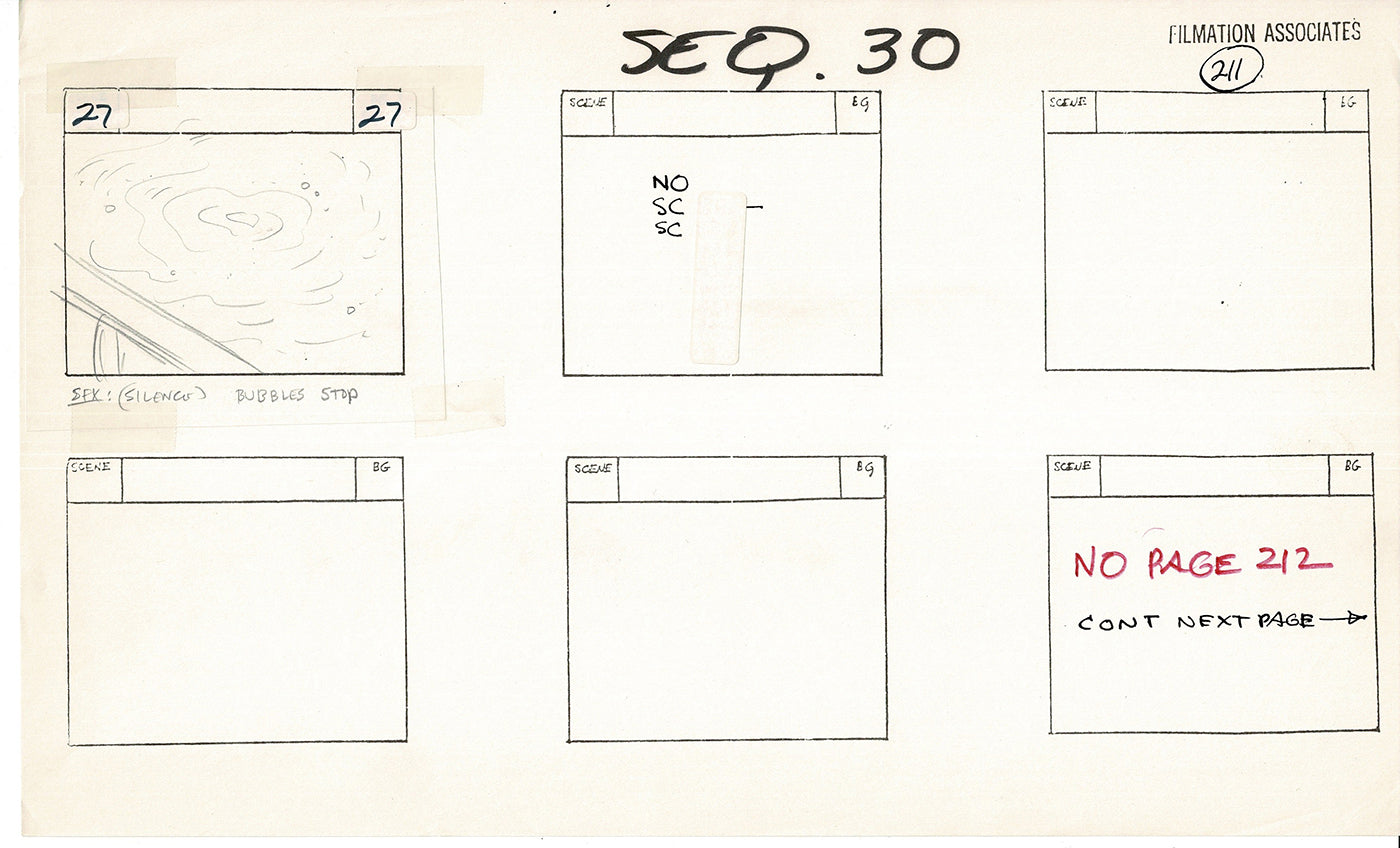 Treasure Island Storyboard Art Cartoon 2 Pages Stevenson Filmation WB 1973 D-33