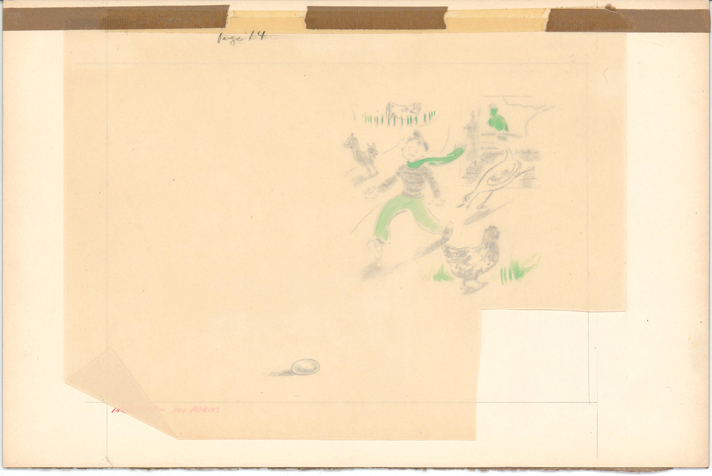 Illustration Book Page Original Drawing by Lowenheim c1978 Samuel Lowe H035