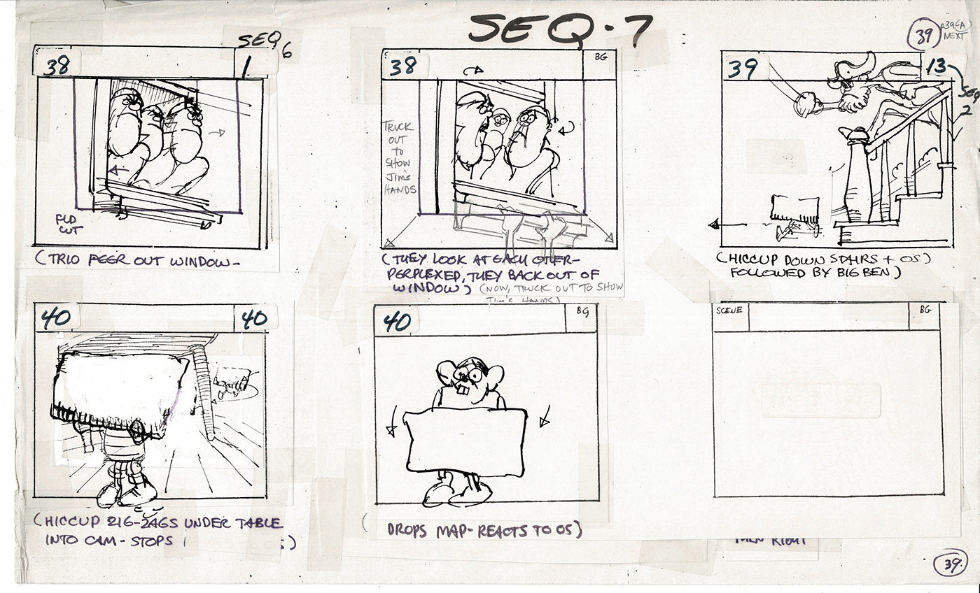 Treasure Island Storyboard Art Cartoon 2 Pages Stevenson Filmation WB 1973 A-37