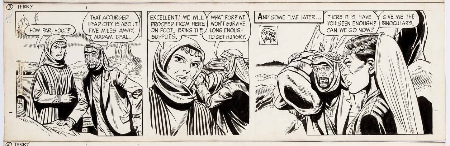 Terry and the Pirates Orig Ink Daily Comic Strip Art Wunder Signed 1971 T3