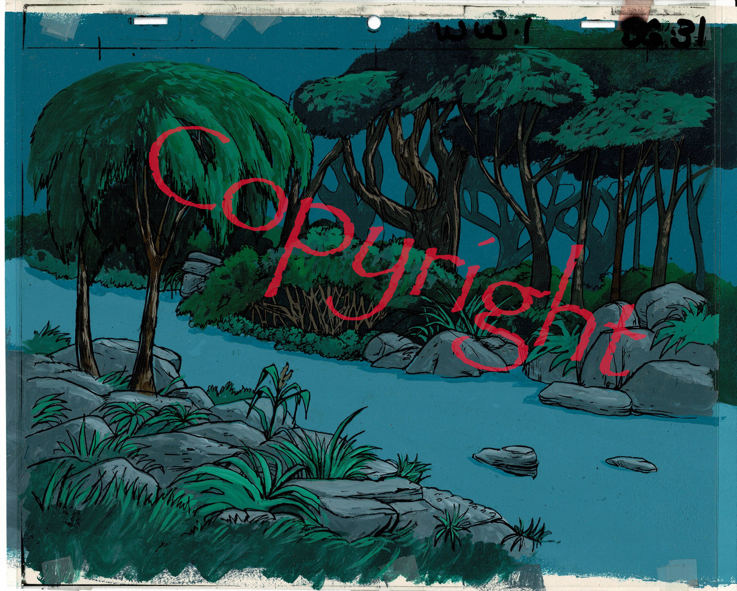 Web Woman Background Art Filmation Original Production Animation Art 1978 A-03