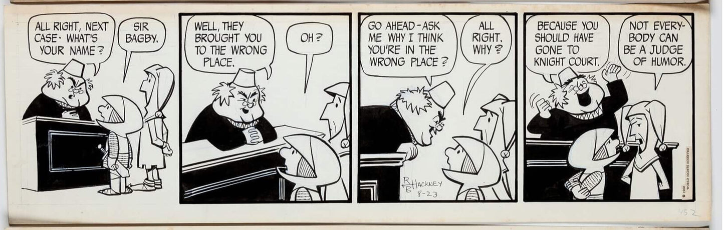 Sir Bagby Rick Hackney and Bill Hackney Original Ink Daily Comic Strip Art Signed BB03