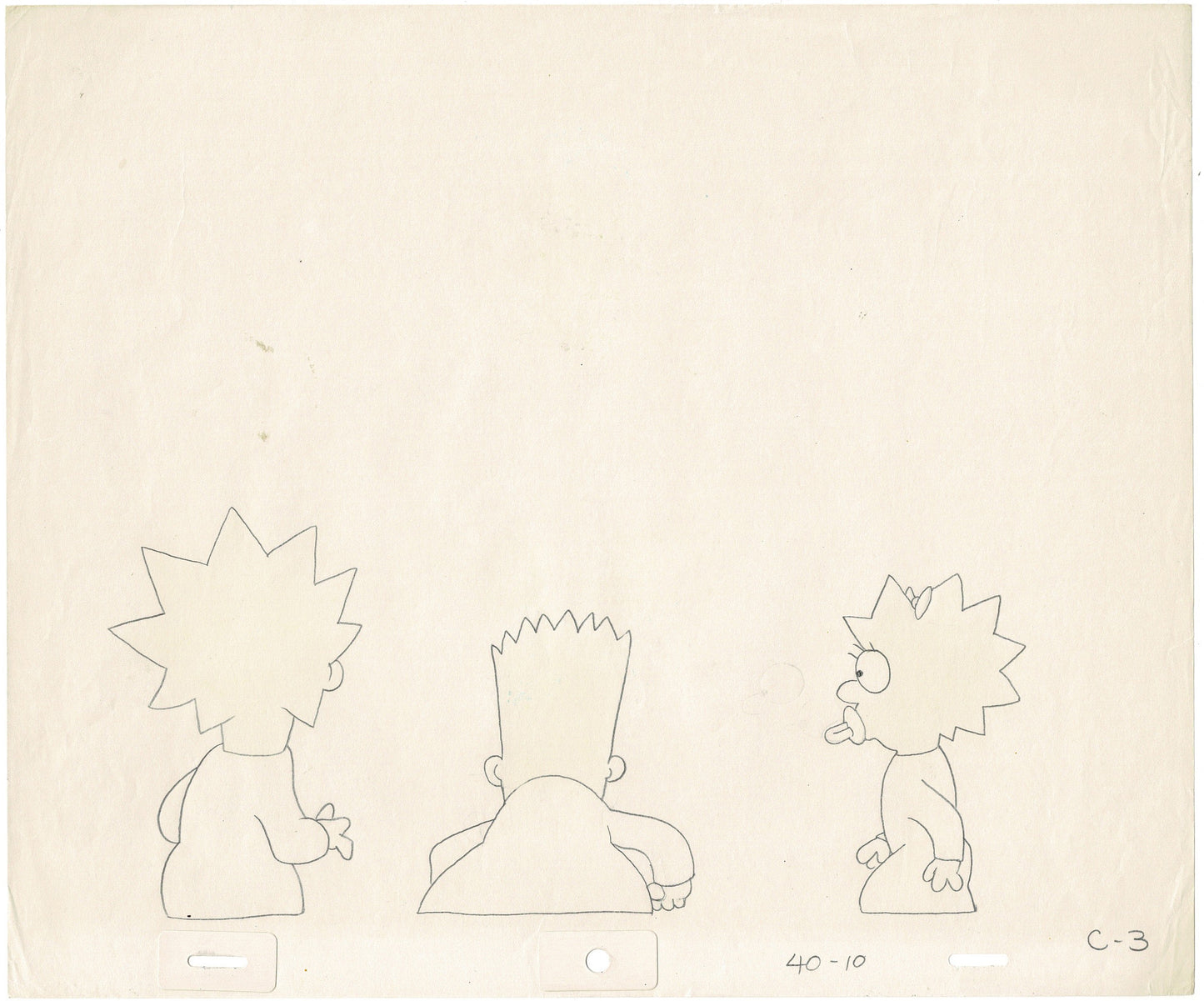 Simpsons Original Production Animation Cel Setup and Drawing - Homer, Bart, Lisa, Maggie from The Tracy Ullman Show 1988