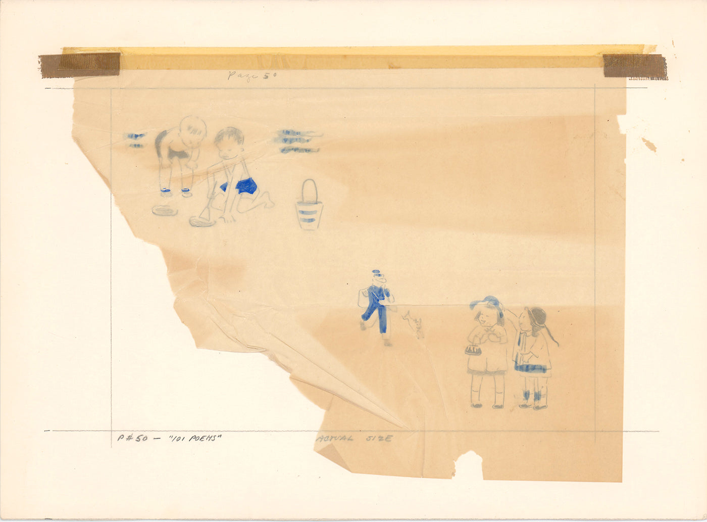 Illustration Book Page Original Drawing by Lowenheim c1978 Samuel Lowe T039