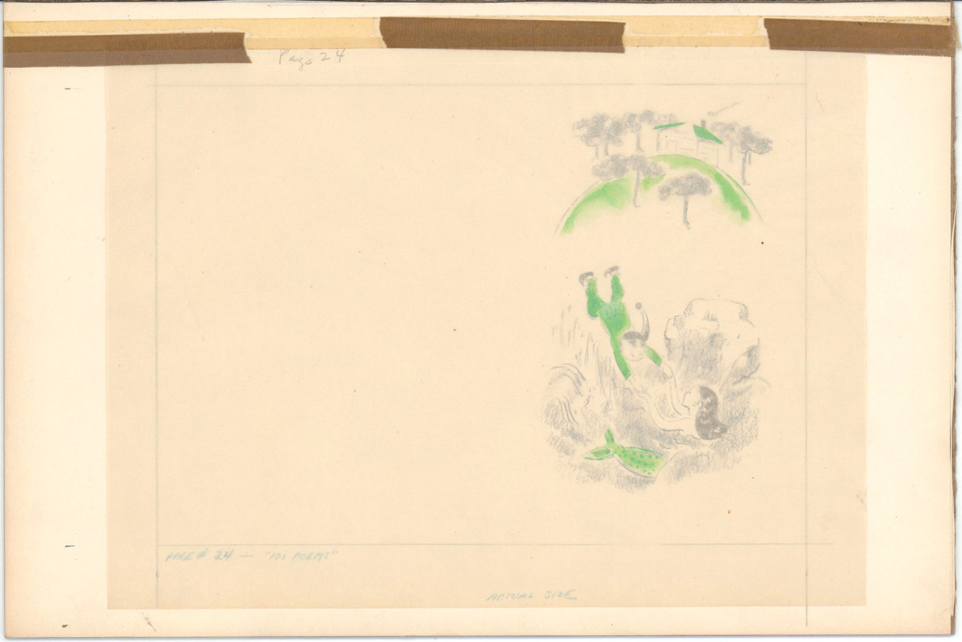 Illustration Book Page Original Drawing by Lowenheim c1978 Samuel Lowe H043