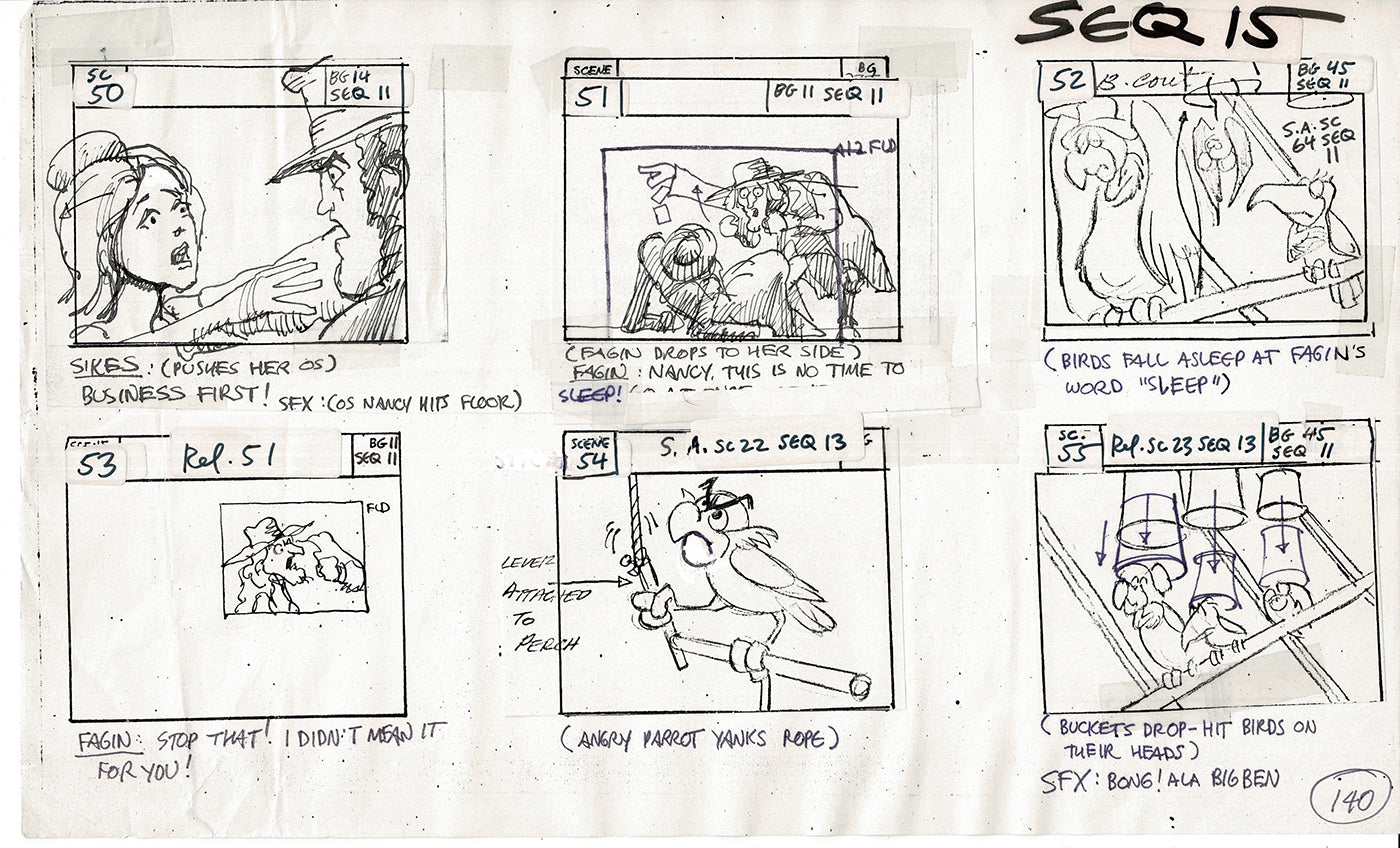 Treasure Island Storyboard Art Cartoon 2 Pages Stevenson Filmation WB 1973 B-43