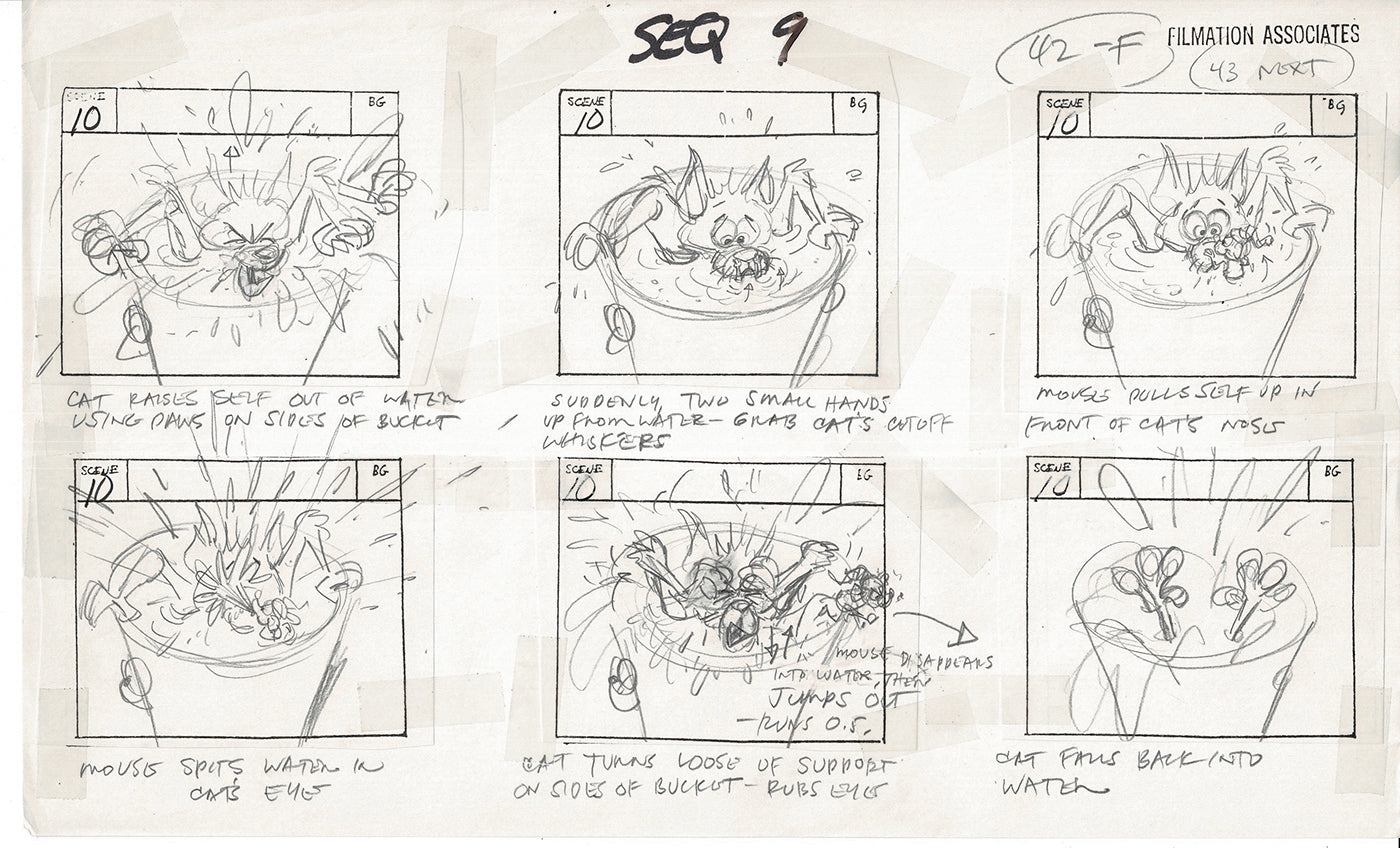 Treasure Island Storyboard Art Cartoon 2 Pages Stevenson Filmation WB 1973 A-47