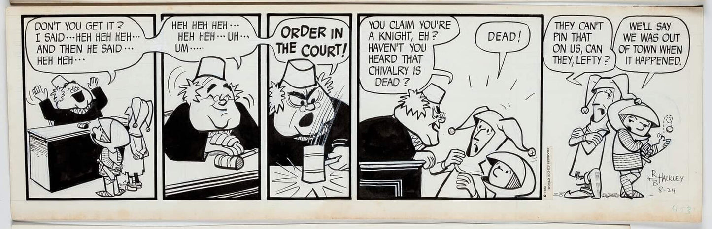 Sir Bagby Rick Hackney and Bill Hackney Original Ink Daily Comic Strip Art Signed BB04