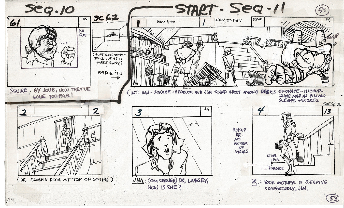 Treasure Island Storyboard Art Cartoon 2 Pages Stevenson Filmation WB 1973 B-03
