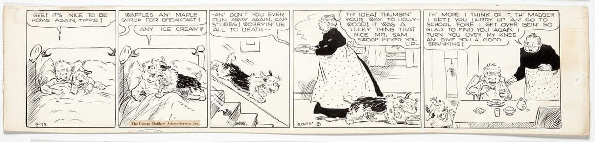 Cap Stubbs and Tippie Original Ink Daily Comic Strip Art Signed and Drawn by Edwina Dumm AM04