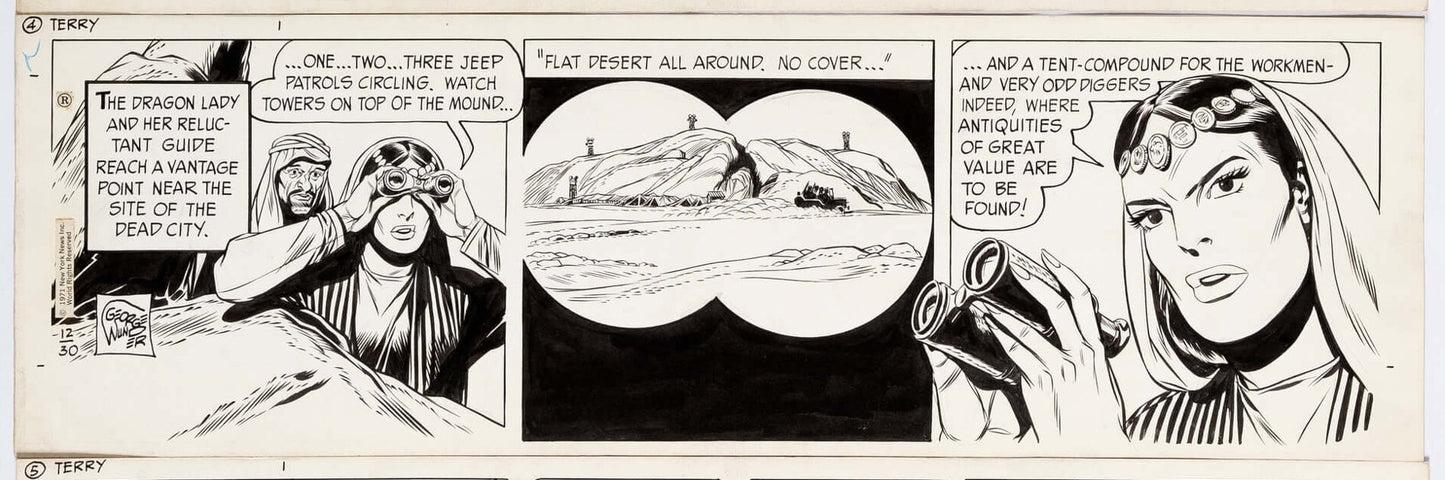 Terry and the Pirates Orig Ink Daily Comic Strip Art Wunder Signed 1971 T4