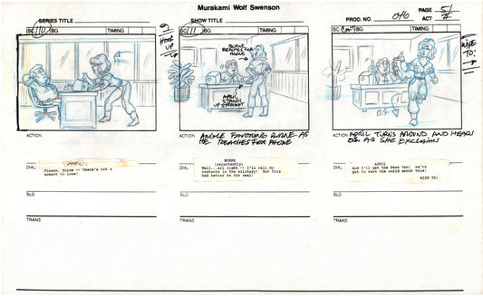 Teenage Mutant Ninja Turtles TMNT Original Production Animation Storyboard 1989 BB-51