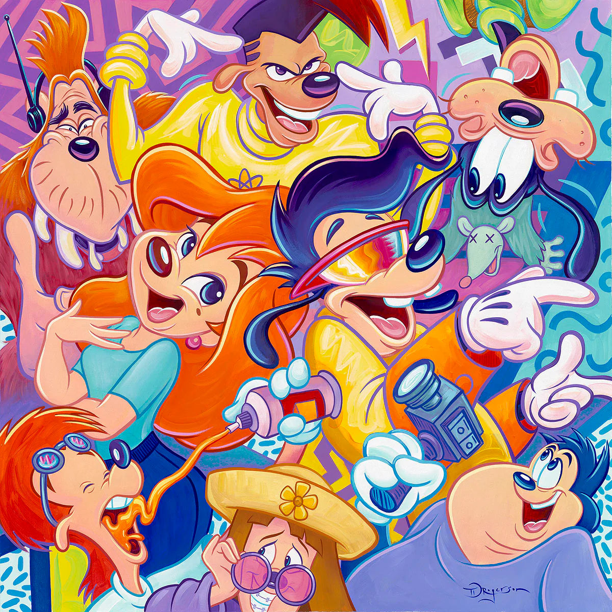 Goof Troop Walt Disney Fine Art Tim Rogerson Signed Limited Edition of 50 Print on Canvas Electric Ensemble