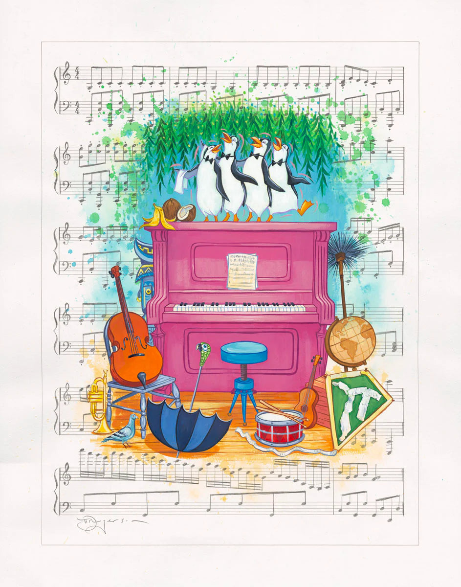 Mary Poppins Penguins Walt Disney Fine Art Tim Rogerson Signed Limited Edition of 95 Print on Canvas Ballads by Brothers