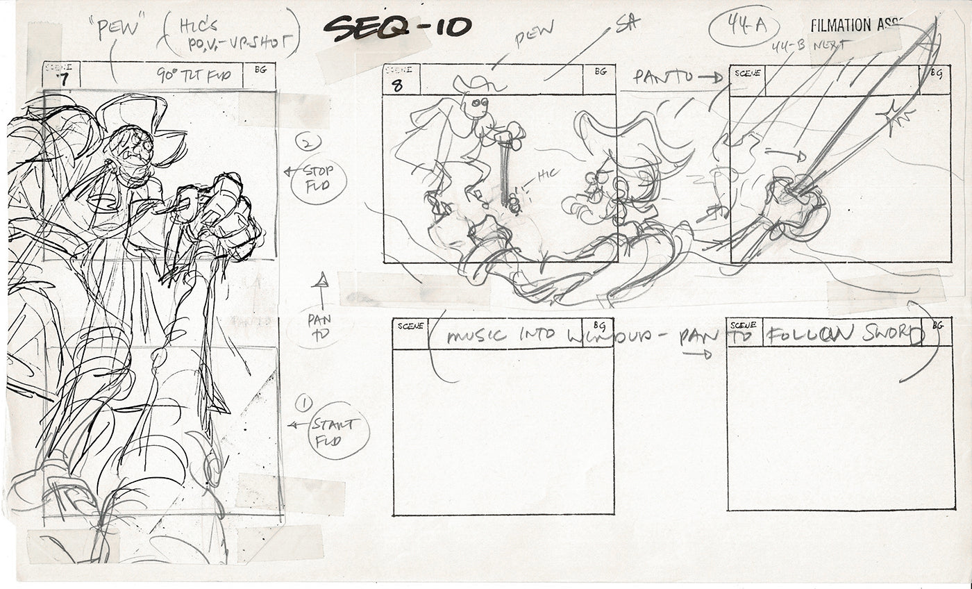 Treasure Island Storyboard Art Cartoon 2 Pages Stevenson Filmation WB 1973 A-51