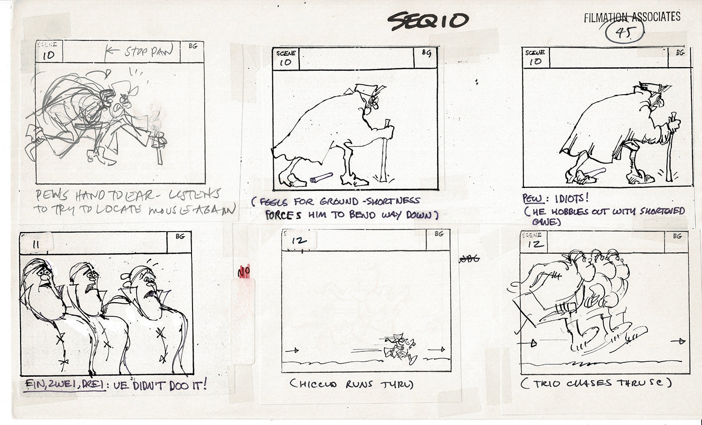 Treasure Island Storyboard Art Cartoon 2 Pages Stevenson Filmation WB 1973 A-53