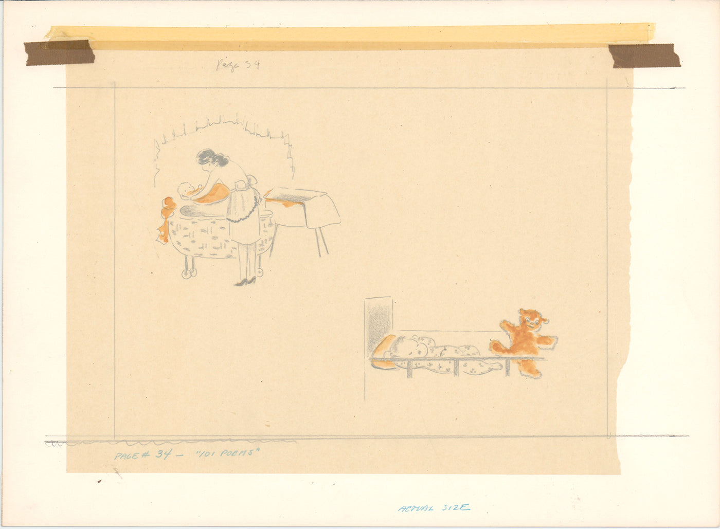 Illustration Book Page Original Drawing by Lowenheim c1978 Samuel Lowe T057